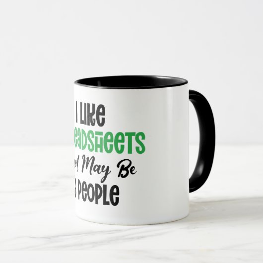 私はスプレッドシートが好きで、3人かもしれない マグカップ (正面右)