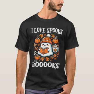 私はスプークとブークス幽霊の本読のハロが大好き Tシャツ