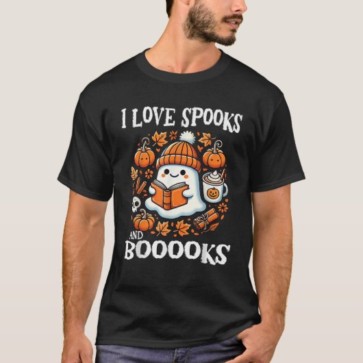 私はスプークとブークス幽霊の本読のハロが大好き Tシャツ (正面)