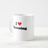 私はスプーンでつぐことを愛します コーヒーマグカップ (正面左)