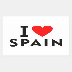私はスペインの国が大好きで、ハート旅行観光も好きだ 長方形シール