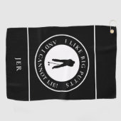 私はスポーツゴルファーおもしろいブラックの大パットモダンが好き ゴルフタオル (横)