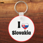 私はスロバキアとスロバキアハートを愛する – 旅行/スポーツ キーホルダー (正面)