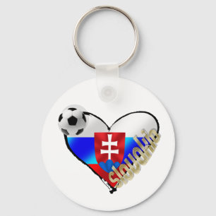 私はスロバキアRepreのsooccerスロバキア国旗のハートが大好き キーホルダー