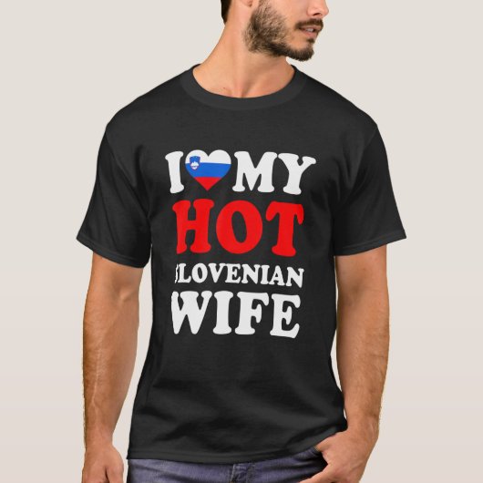 私はスロベニア人の妻の夫が大好き Tシャツ (正面)