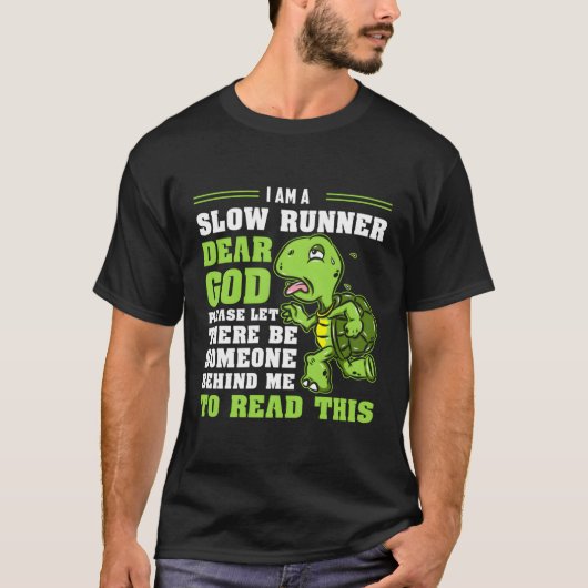 私はスローランナータートルマラソン走の走選手だ Tシャツ (正面)