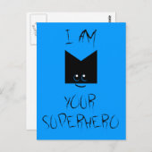 私はスーパーヒーローポップ・アートのの絵葉書(青) ポストカード (正面/裏面)