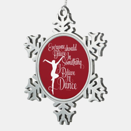 私はス信じノーフレークのペーター・クリスマスを踊る スノーフレークピューターオーナメント (右)