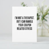 私はセラピストではないが、あなたのクーポンを扱うことができる –  サンキューカード (スタンド正面)