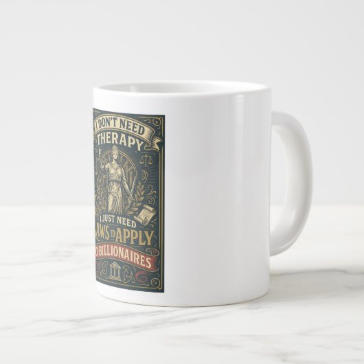 私はセラピーは必要ない、法律は億万長者に適用 ジャンボコーヒーマグカップ (正面右)