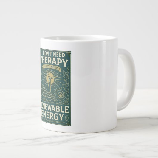 私はセラピーを必要としない、私はちょうど再生可能エネルギーを必要とする ジャンボコーヒーマグカップ (正面右)
