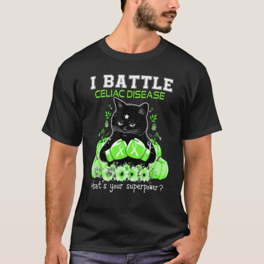 私はセリアック病啓発に奮闘中 ネコ Tシャツ (正面)