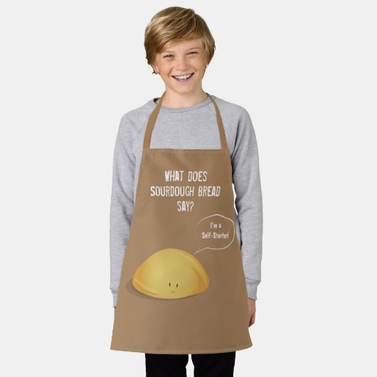 私はセルフスターターのパン茶色の白パン エプロン (着用した状態)