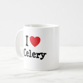 私はセロリハートTシャツが大好き コーヒーマグカップ (正面左)