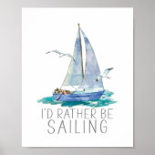私はセーリング引用文 – 水彩帆船 ポスター (正面)