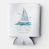 私はセーリング引用文 – 水彩帆船 缶クーラー (正面)