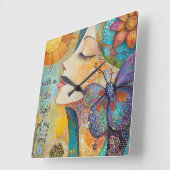 私はソウルウォール時計の光を浴びる スクエア壁時計 (傾斜)