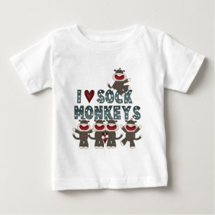 私はソックス猿のTシャツおよびギフトを愛します ベビーTシャツ