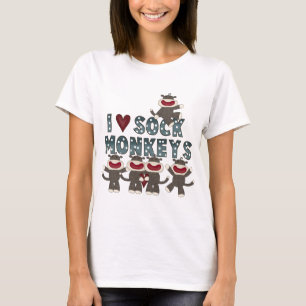 私はソックス猿のTシャツおよびギフトを愛します Tシャツ