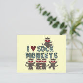 私はソックモンキーズTシャツとギフトが大好き ポストカード (スタンド正面)