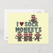 私はソックモンキーズTシャツとギフトが大好き ポストカード (正面/裏面)