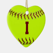 私はソフトボールのオーナメントを愛します セラミックオーナメント (右)