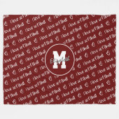 私はソフトボールタイポグラフィパターンANY色が大好き フリースブランケット (正面(横))