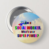 「私はソーシャルワーカーだ」スーパーヒーロー 缶バッジ (正面&裏面)