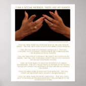 私はソーシャルワーカーで、これらは私の手のポスターだ ポスター (正面)