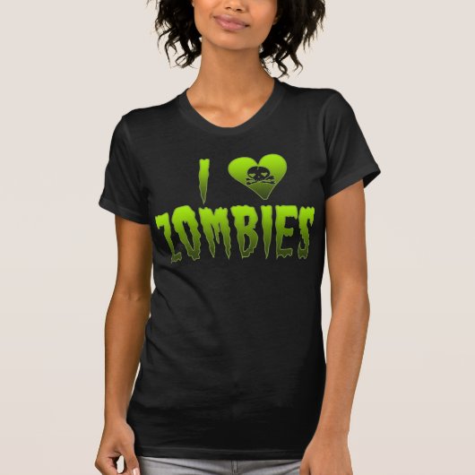 私はゾンビのスカルハロウィンを愛します Tシャツ (正面)