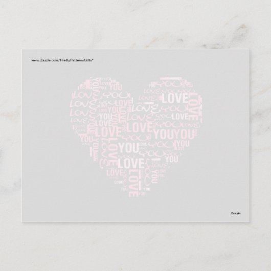 私はタイポグラフィのハートのバレンタインデーのギフト愛します シーズンポストカード (裏面)