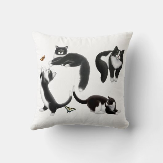 私はタキシード猫の枕を愛します クッション (裏面)