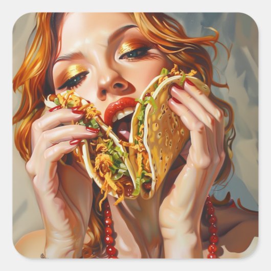 私はタコスが大好き スクエアシール (正面)