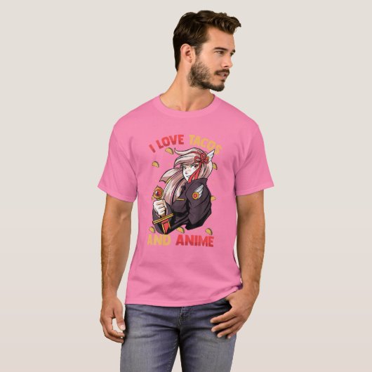 私はタコスとアニメが大好き – かわいいかわいい – マンガオタク Tシャツ (正面フル)