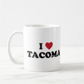 私はタコマ市ワシントン州を愛します コーヒーマグカップ (左)