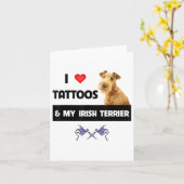 私はタトゥーと私のアイリッシュテリア犬ママパパボー大好き カード (黄色い花)