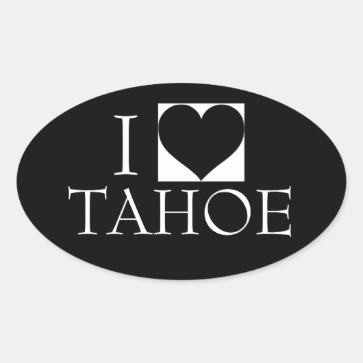 私はタホ光沢バンパーステッカーが大好き 楕円形シール (正面)