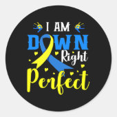 私はダウン右パーフェクト症候群認識度家族 ラウンドシール (正面)