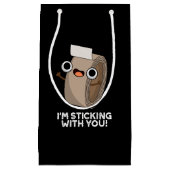 私はダクトテーププンおもしろいダークBGと固執 スモールペーパーバッグ (正面)