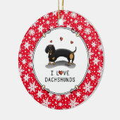 私はダックスフントダックスフンド（黒とタン）かわいい セラミックオーナメント (左)