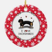 私はダックスフントダックスフンド（黒とタン）かわいい セラミックオーナメント (裏面)