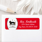 私はダックスフント(黒とタン)かわいい犬が大好き ラベル (インサイチュ)