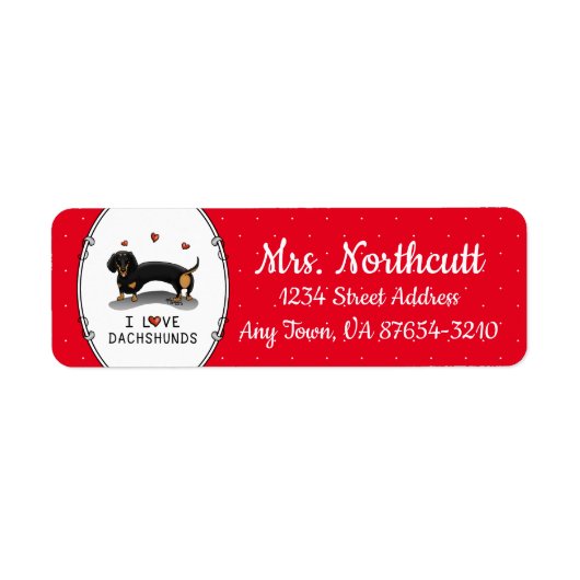 私はダックスフント(黒とタン)かわいい犬が大好き ラベル (正面)