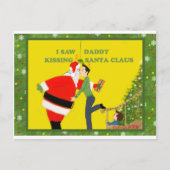 私はダディーサンタクロースキスをするゲイクリスマスを見た シーズンポストカード (正面)