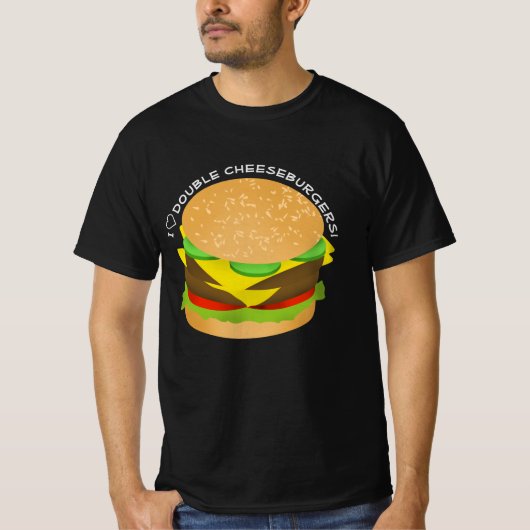 私はダブルチーズバーガーが大好き Tシャツ (正面)