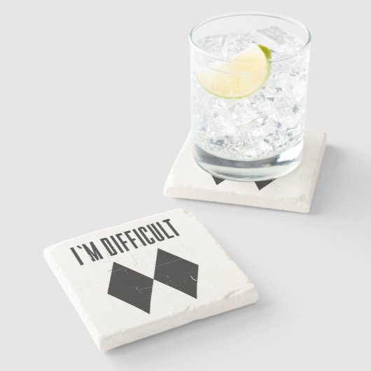 私はダブルブラックダイヤモンドをスキーするのが難しい ストーンコースター (横)