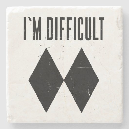 私はダブルブラックダイヤモンドをスキーするのが難しい ストーンコースター (正面)