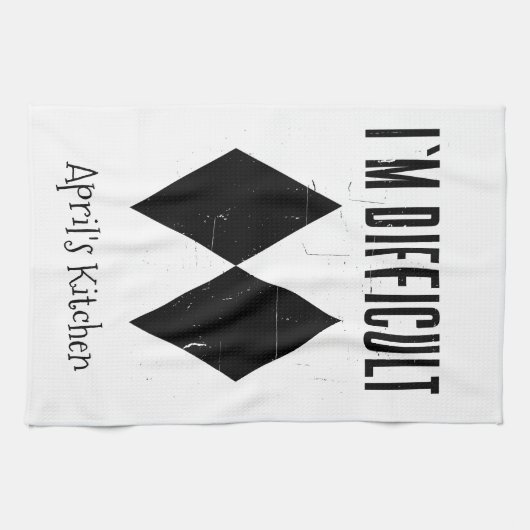 私はダブルブラックダイヤモンドをスキーするのが難カスタムしい キッチンタオル (横)