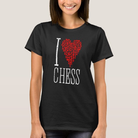 私はチェスのハート選手マスターコーチピースモザ大好き Tシャツ (正面)