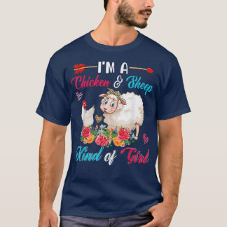私はチキンと羊のような女の子のおもしろい農家 Tシャツ